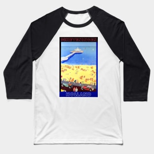 Vintage Travel Poster Scheveningen Holland Baseball T-Shirt